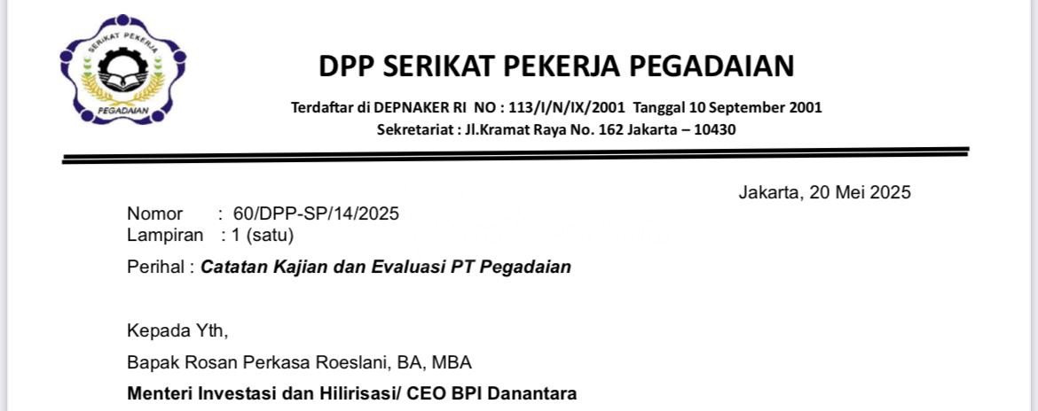 SP Pegadaian Kirim Catatan Evaluasi dan Kajian PT Pegadaian ke Danantara – Viral Terkini Indonesia